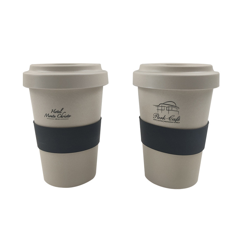 Bamboo Fiber Reusable Coffee Cup na May Bamboo‑Powder Lid