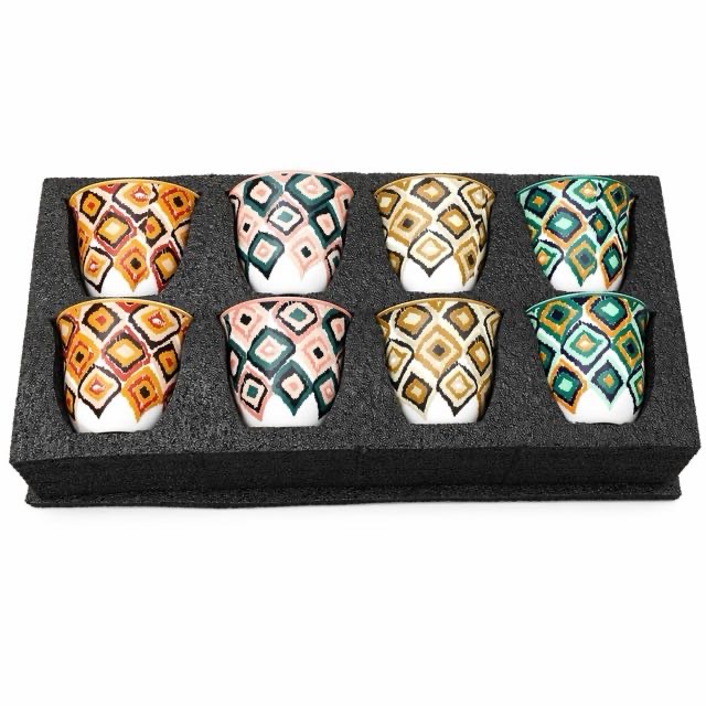 Boho Geometric Ceramic Cup 8Pcs Gift Set Para sa Coffee Tea