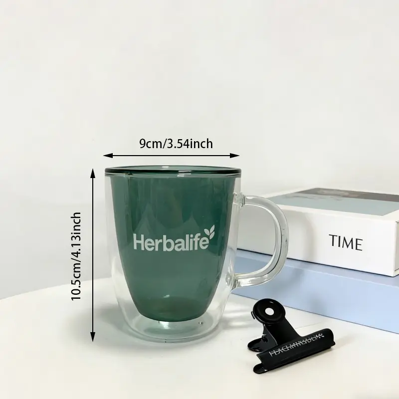 Makukulay na Double-layered Handle Glass Cup