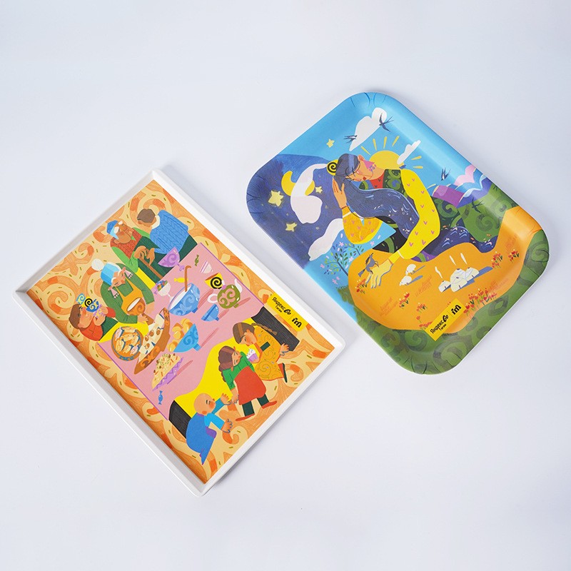 Custom na Cartoon Bamboo Fiber Kids Tray