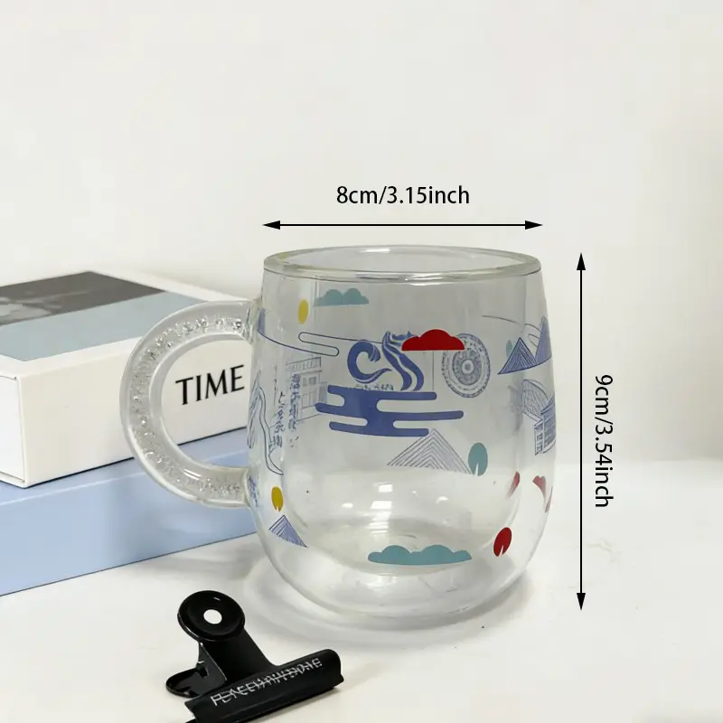 Custom na Commemorative Double-Wall Glass Mug