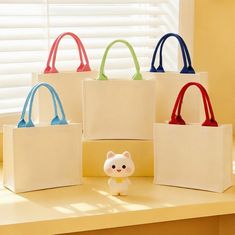 Custom na Contrast‑Handle Canvas Gift Tote Bag