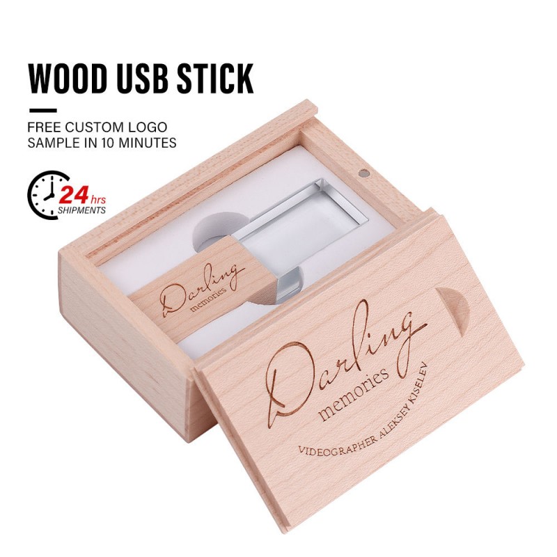 Custom na Crystal Wood USB Flash Drive