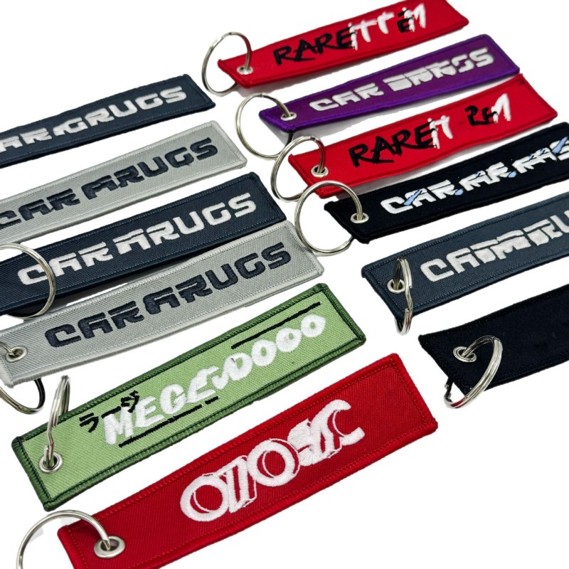 Custom na Embroidered Fabric Keychain Tag