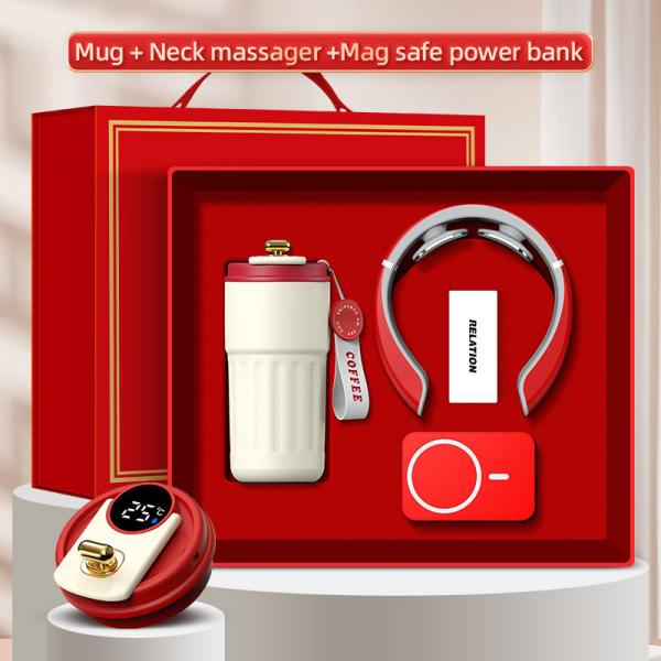 Custom na Logo 3-in-1 Gift Box Mug Massager Power Bank