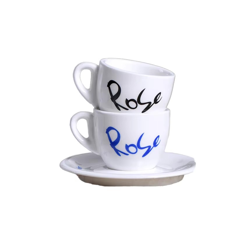 Naka-print na Porcelain Espresso Cup Saucer Para sa Regalo sa Cafe