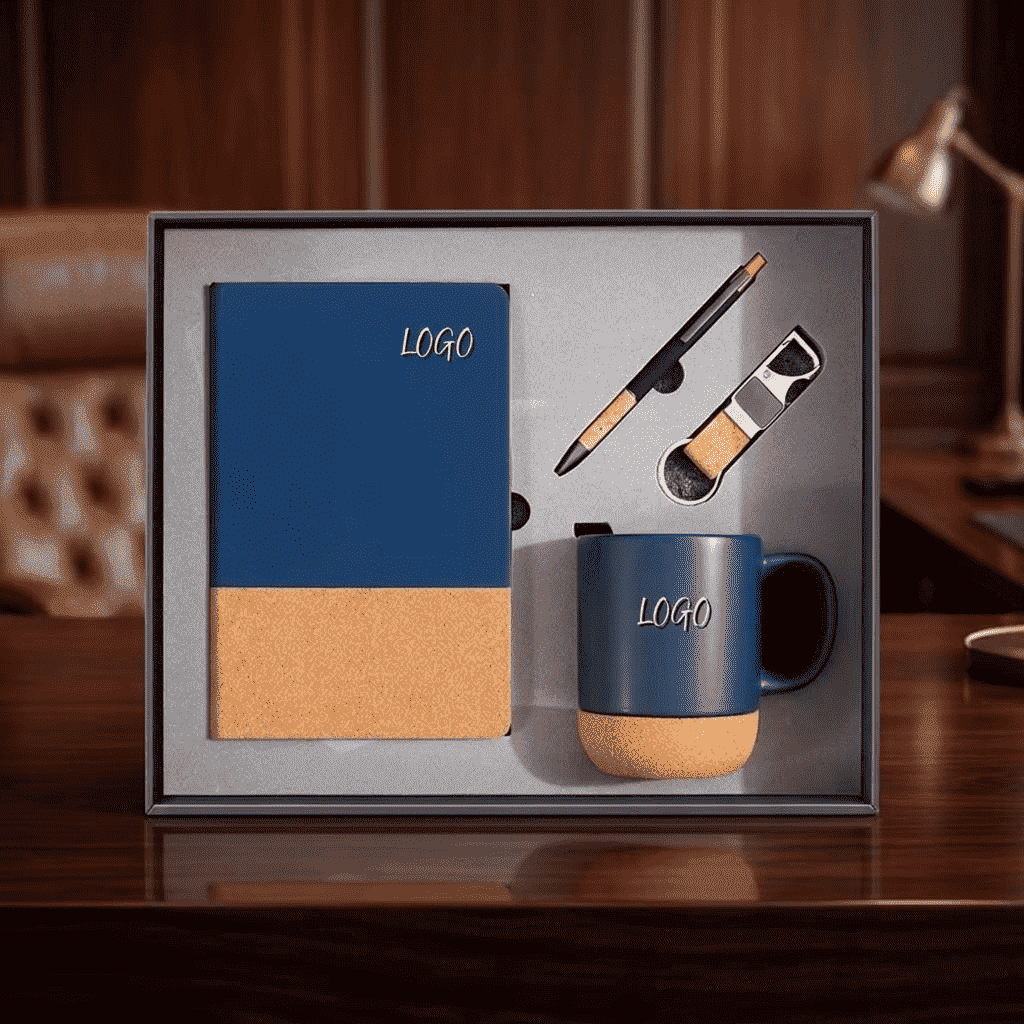Premium Cork Accent Corporate Gift Set