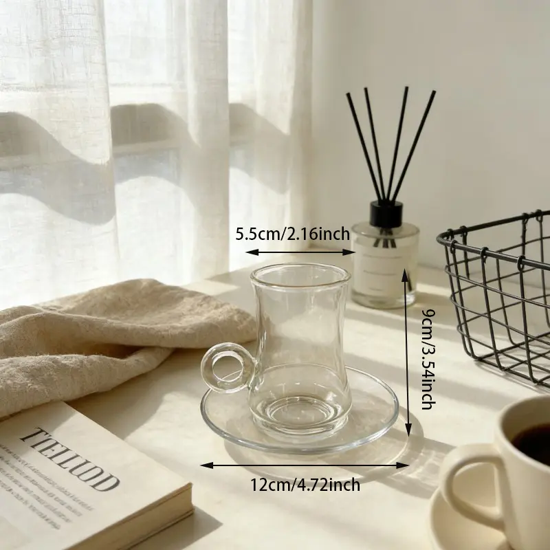 Ring-Handle Turkish Coffee Glass na may Saucer