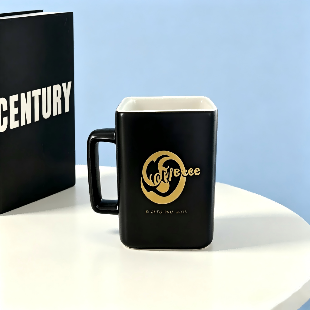 Square Gold Foil Ceramic Coffee Mug