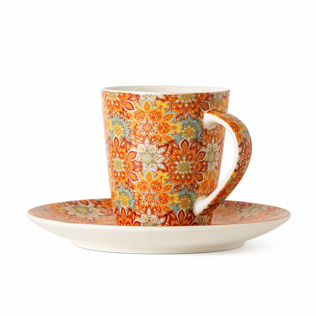 Floral Ceramic Coffee Cup na May Platito