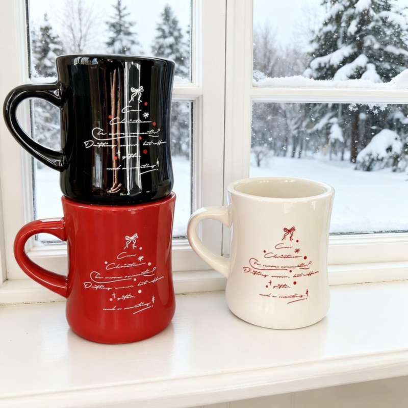 Pasadyang Logo na Hugis-Bewang na Ceramic Coffee Mug