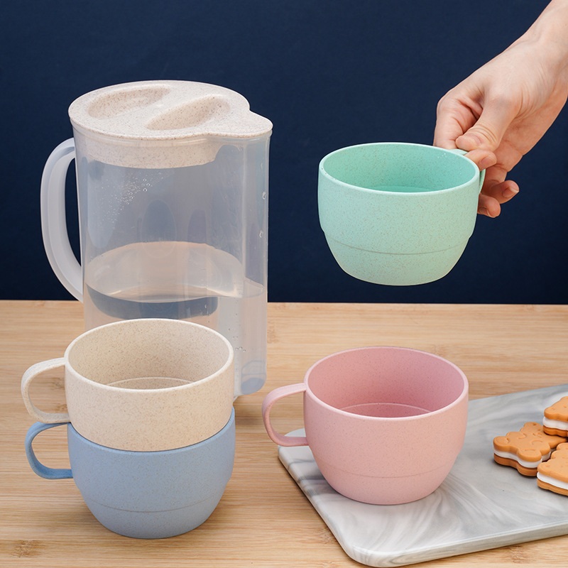 Wheat Straw Water Pitcher Set na may 4 na Tasa