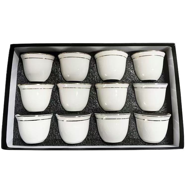 White Gold Rim Porcelain Tea Cup Para sa Chinese Tea Ceremony